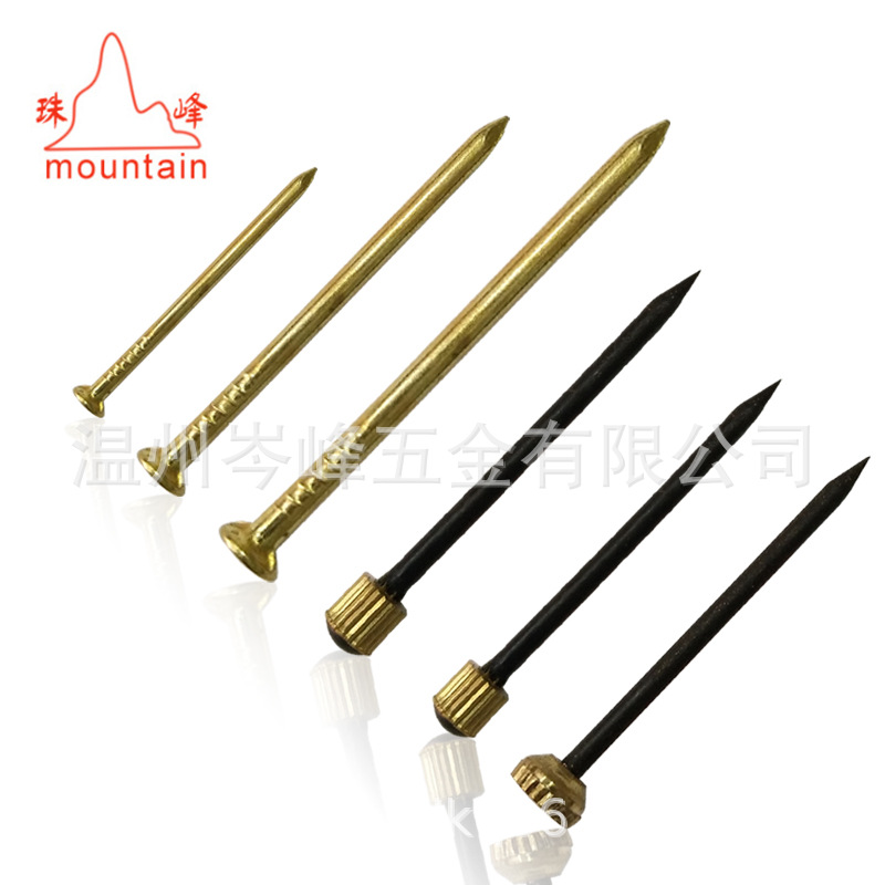 Factory direct sales and wholesale of high-quality iron nails, black copper-head nails, golden nails, photo frame hook nails Specification drawing
