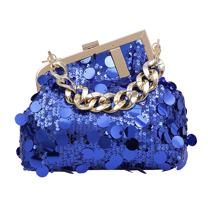 2024 New high-quality handbags, women's bags, metal sequined dinner bags, hand-held crossbody small bags, chain handbags, cross-border bags Item Picture