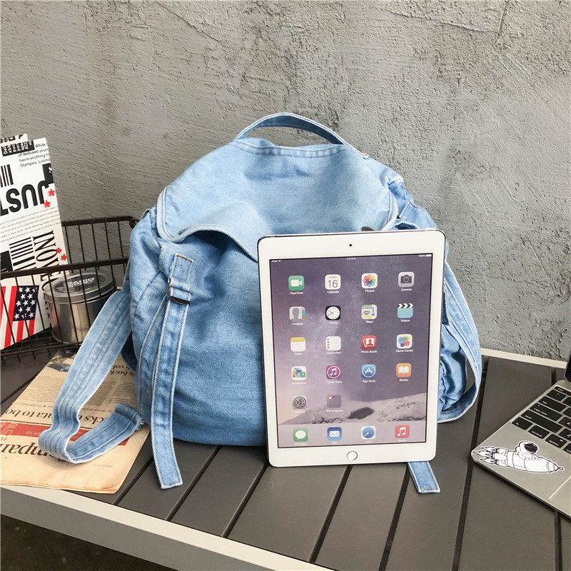 Denim canvas bag, ins Japanese Harajuku workwear style women's bag, Korean simple solid color student single-shoulder crossbody bag for women Specification drawing