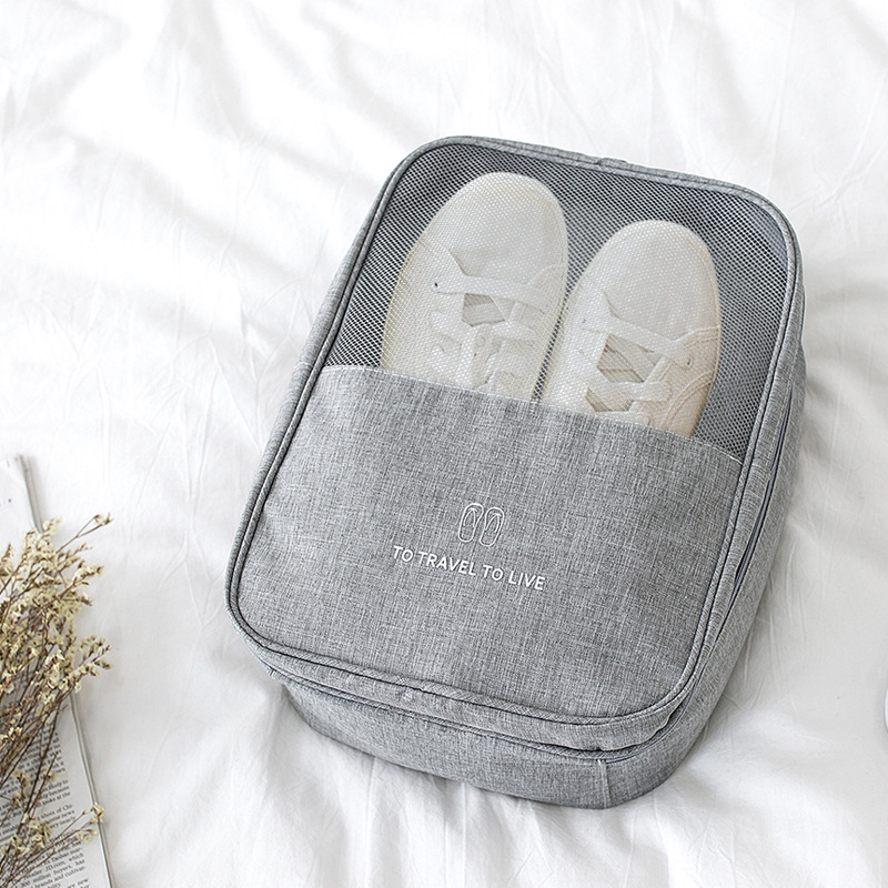 Cationic Oxford fabric three-in-one travel shoe box, waterproof plain color simple travel set, handle large capacity shoe bag full figure