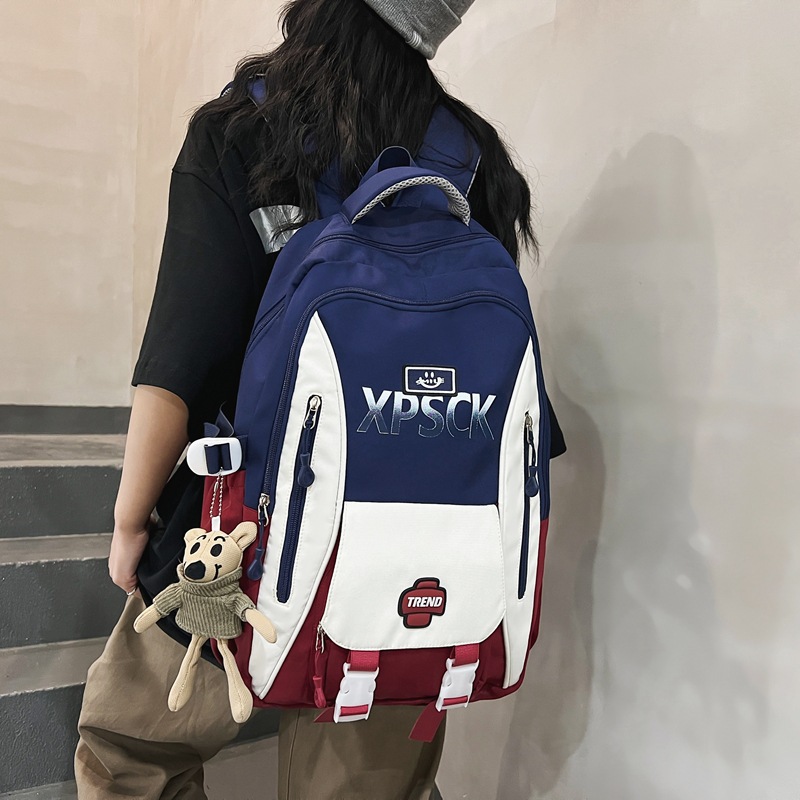A lightweight and versatile college student backpack, a large-capacity, trendy letter design backpack for women, and a couple's casual backpack for going out full figure