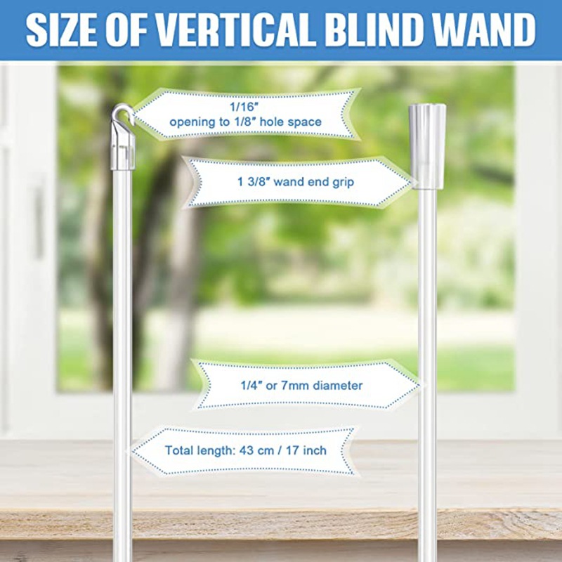 Cross-border retail 12/17/24-inch Venetian blind pull rod, rotating rod, hook handle, transparent pull rod, curtain accessories details Picture
