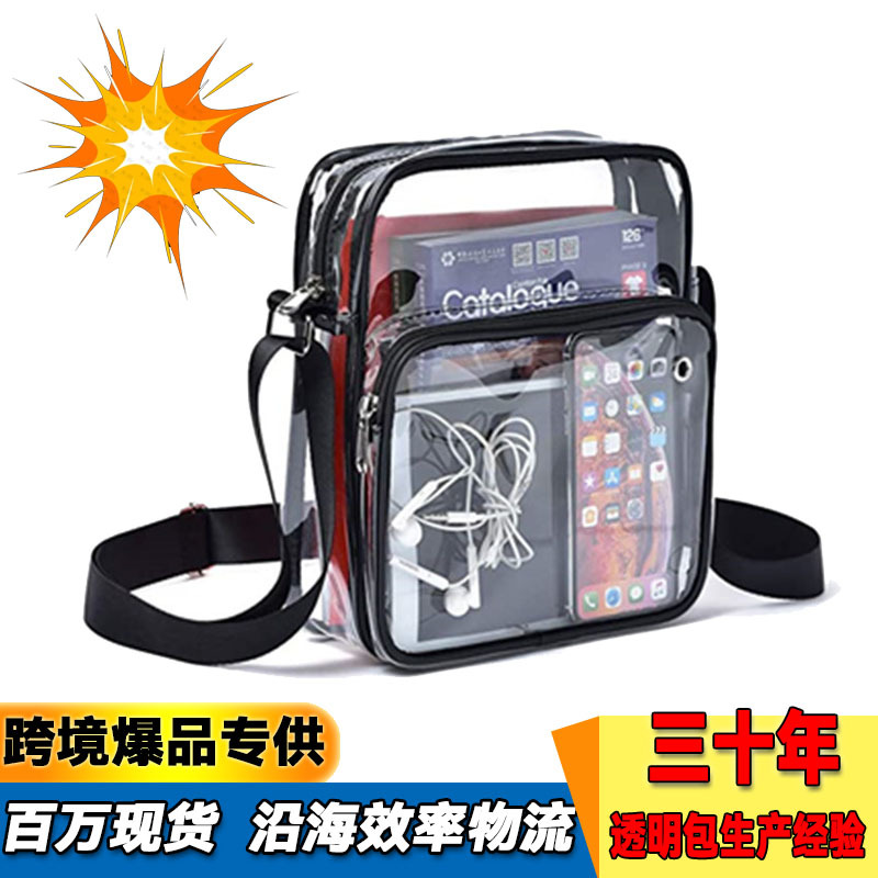 Amazon transparent PVC transparent crossbody single-shoulder bag, large-capacity portable outdoor travel waterproof fashionable messenger bag details Picture