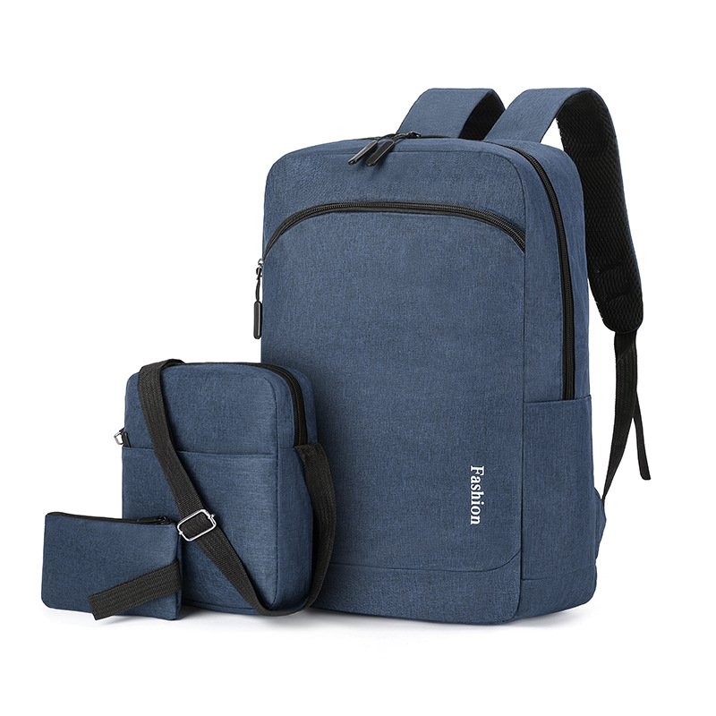 Men's backpack, multi-purpose portable student computer bag, business USB, simple and fashionable casual backpack, three-piece set Item Picture
