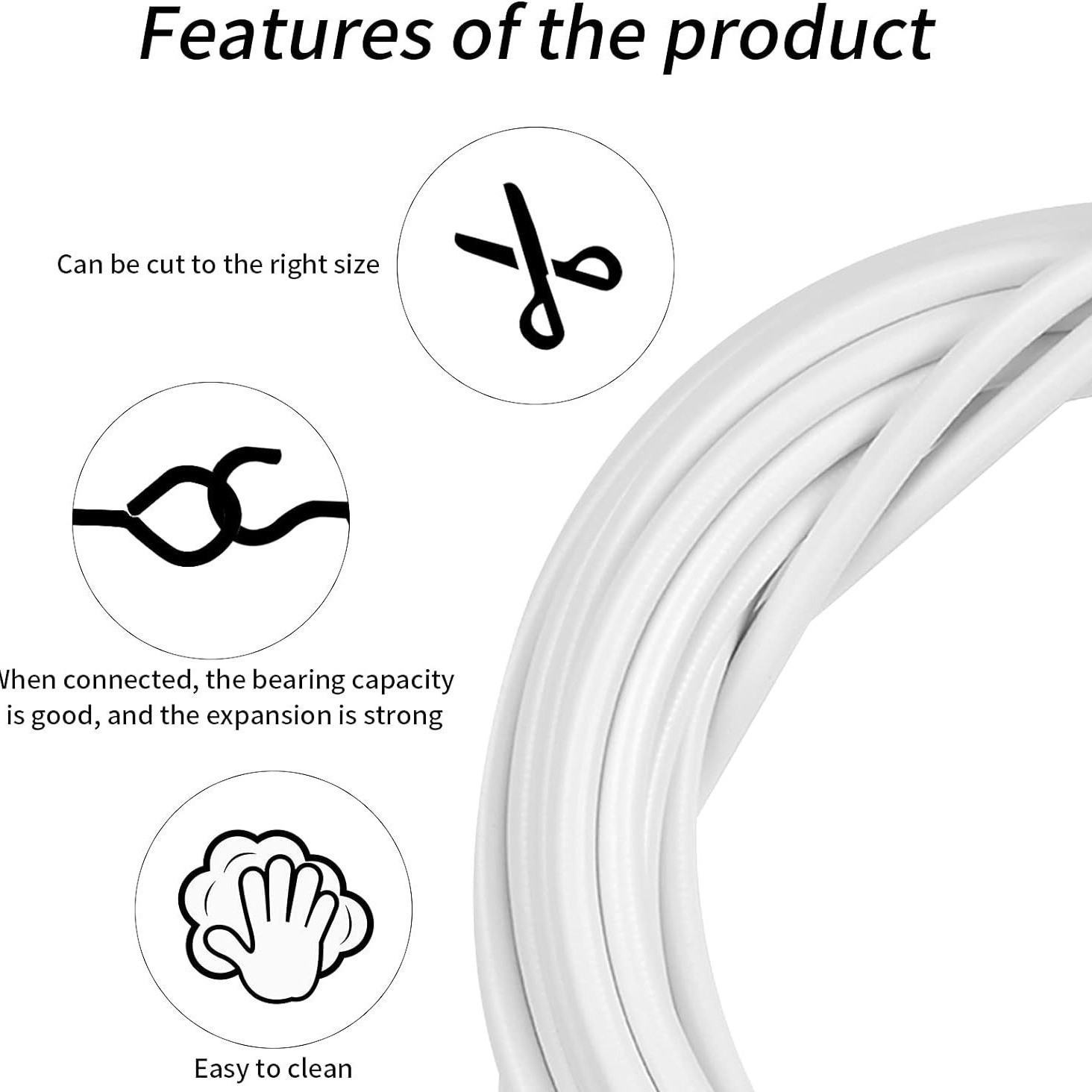 4-meter spring rope, 6 sheep eye rings, 6 question mark hooks, curtain accessory set Specification drawing