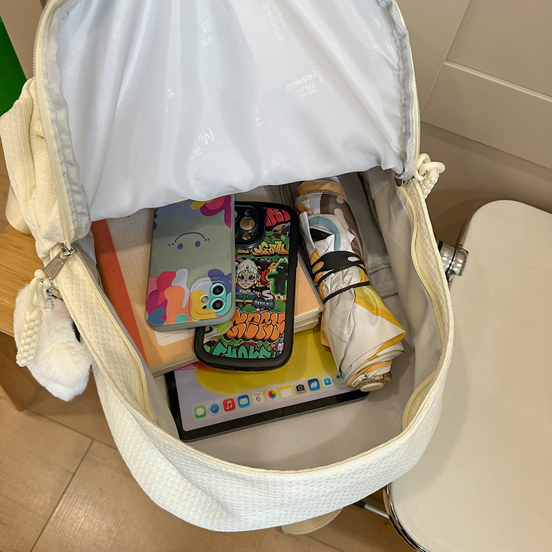 New Korean style Instagram forest-themed fresh and simple backpack for women, high appearance level, solid color, girlish travel backpack Application Scenario