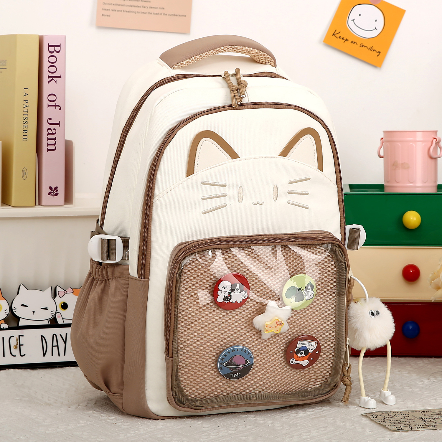 New lightweight schoolbag for girls, a cute Korean version, a backrest bag for primary school students from grades 3 to 6, and a backpack for junior high school students on campus Specification drawing