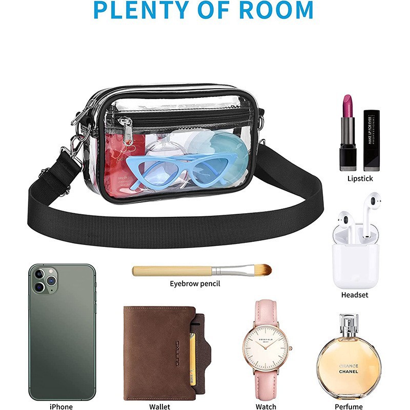 Amazon's new transparent pvc crossbody bag, detachable shoulder strap, waterproof storage bag, and stadium visible coin purse details Picture