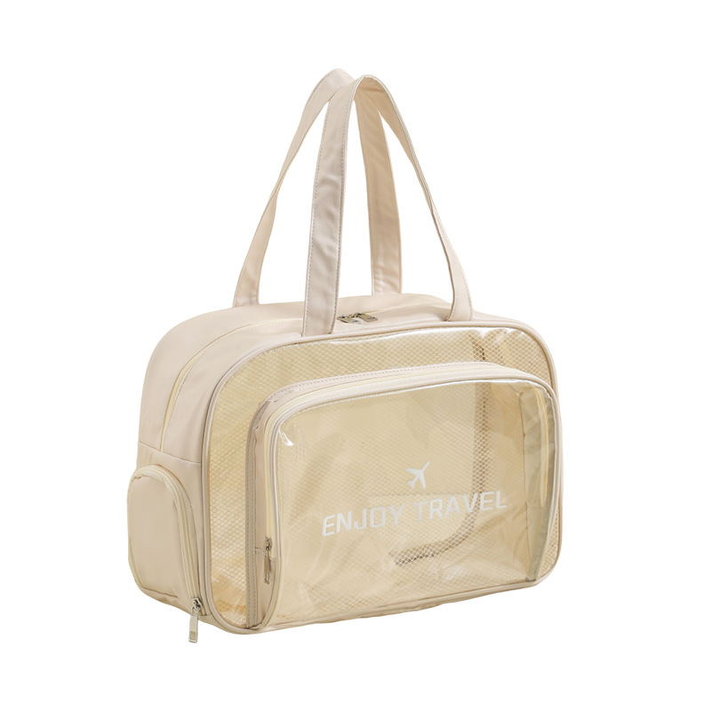 PU multi-functional water-repellent toiletry bag, travel storage, large-capacity swimming bag, shoe compartment style, portable makeup storage bag Item Picture