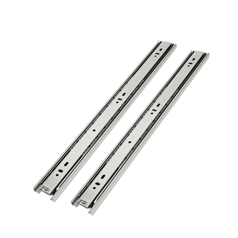 Yabo Li three-section rail manufacturer wholesale 45-width furniture pull-out buffer guide rails, silent steel ball drawer slides Item Picture