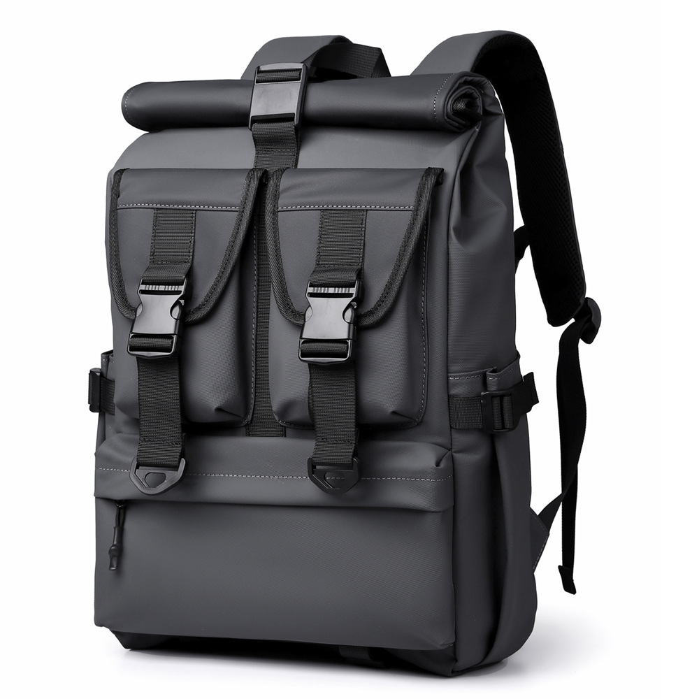 Functional style backpacks for men with a high-end feel, large capacity for casual travel, computer bags, rolled-up backpacks, and college student schoolbags Item Picture