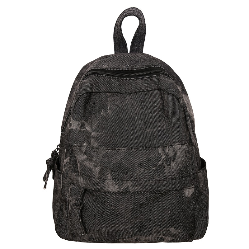 Cross-border new trendy and individualistic tie-dyed denim backpack for men and women, casual commuting small backpack, versatile student schoolbag Item Picture