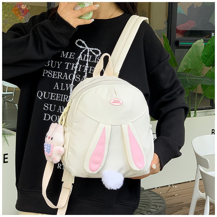 Cute backpacks for middle school students, casual travel, girls, light snacks, small backpacks, rabbit-eared small schoolbags details Picture