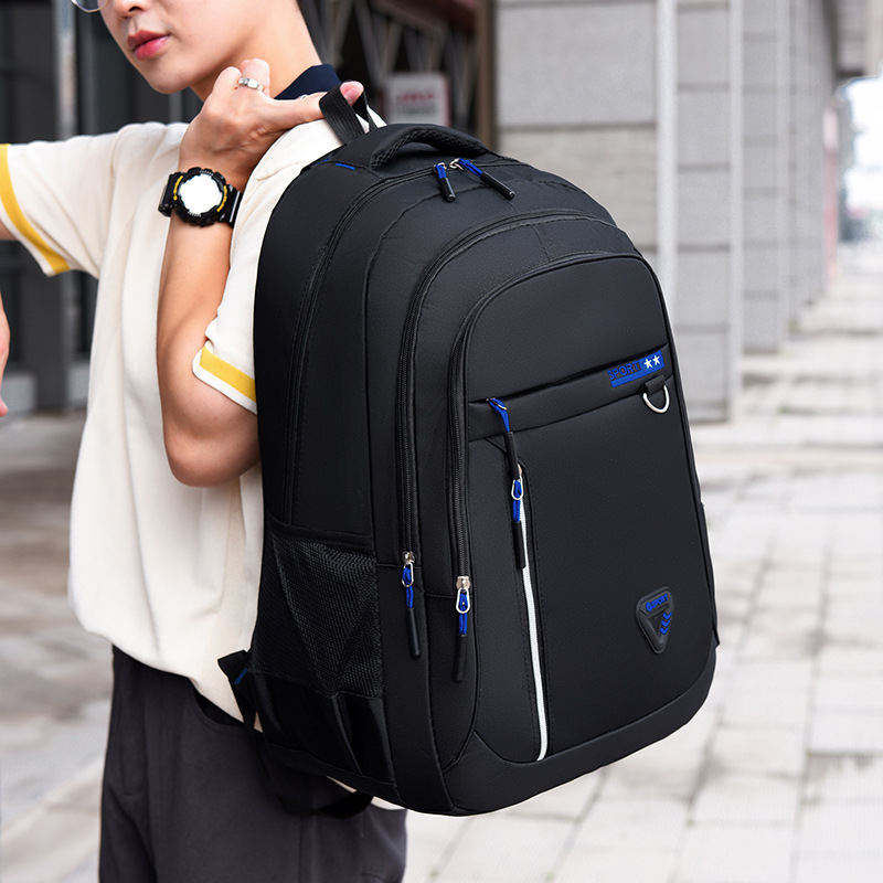 New cross-border men's backpack made of Oxford fabric, large-capacity and lightweight business backpack, men's casual and lightweight student schoolbag Specification drawing