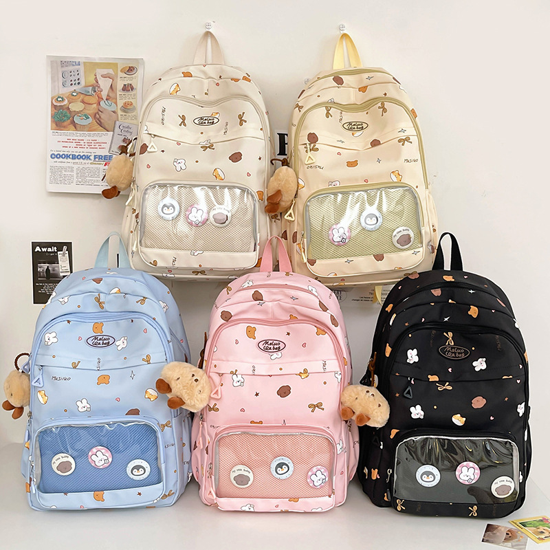Cute Japanese-style transparent bag, large-capacity backpack, schoolbag for girls, high school and junior high school students, high-appearance-level backpack Application Scenario