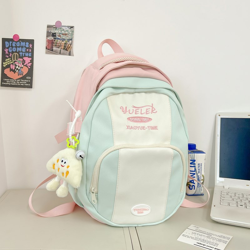 Lightweight and load-reducing large-capacity backpack for primary school students, 3456 grade color-blocking travel backpack and travel bag details Picture