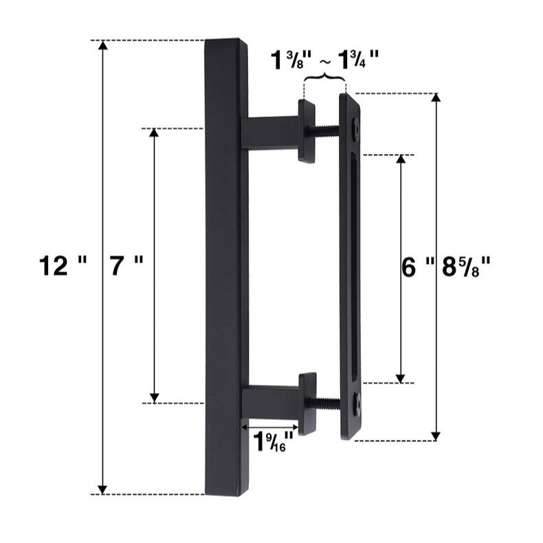 American-style barn door round handle, black dark handle, simple double-sided wood barn door handle, sliding door handle Specification drawing
