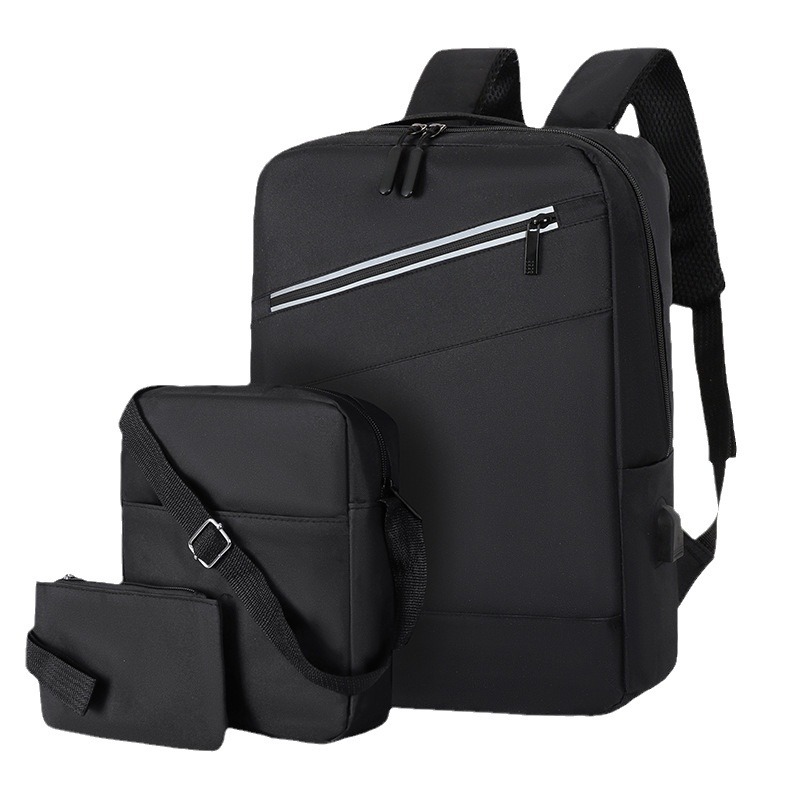 A new cross-border casual men's backpack set of three pieces, simple business computer backpack, fashionable and trendy student schoolbag Item Picture