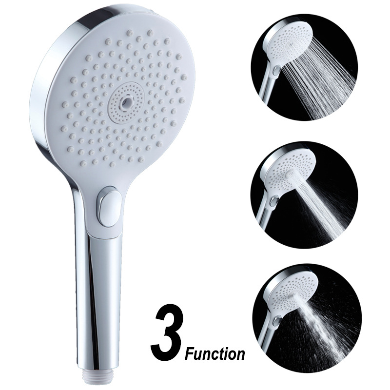2023 Cross-border new liquid silicone three-function key hand shower head, pressure-increasing water-saving showerhead full figure