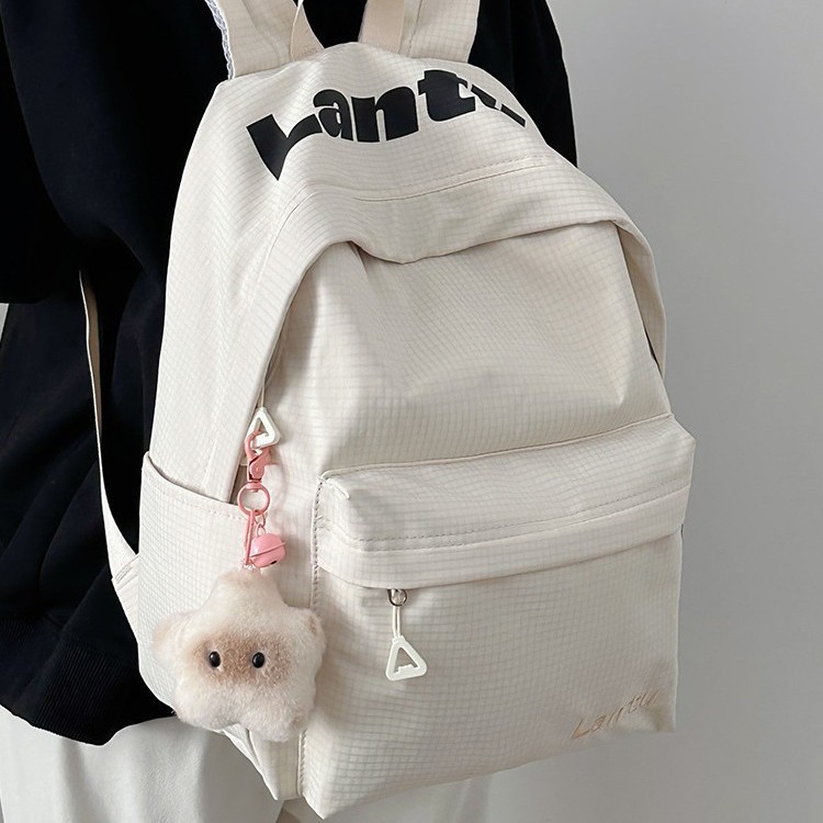 Double-shoulder school-style mother-daughter schoolbag, a fashionable girl's fresh and clean ins style solid color fashionable large-capacity backpack Specification drawing