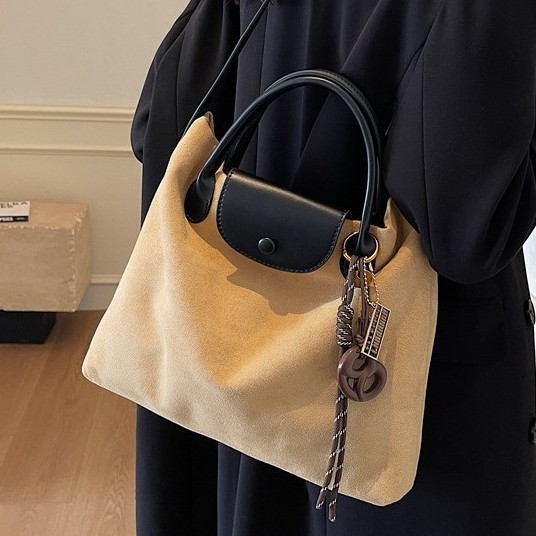 Suede handbag for women, 2024 new autumn and winter Maillard retro single-shoulder bag, large-capacity tote bag, crossbody Specification drawing
