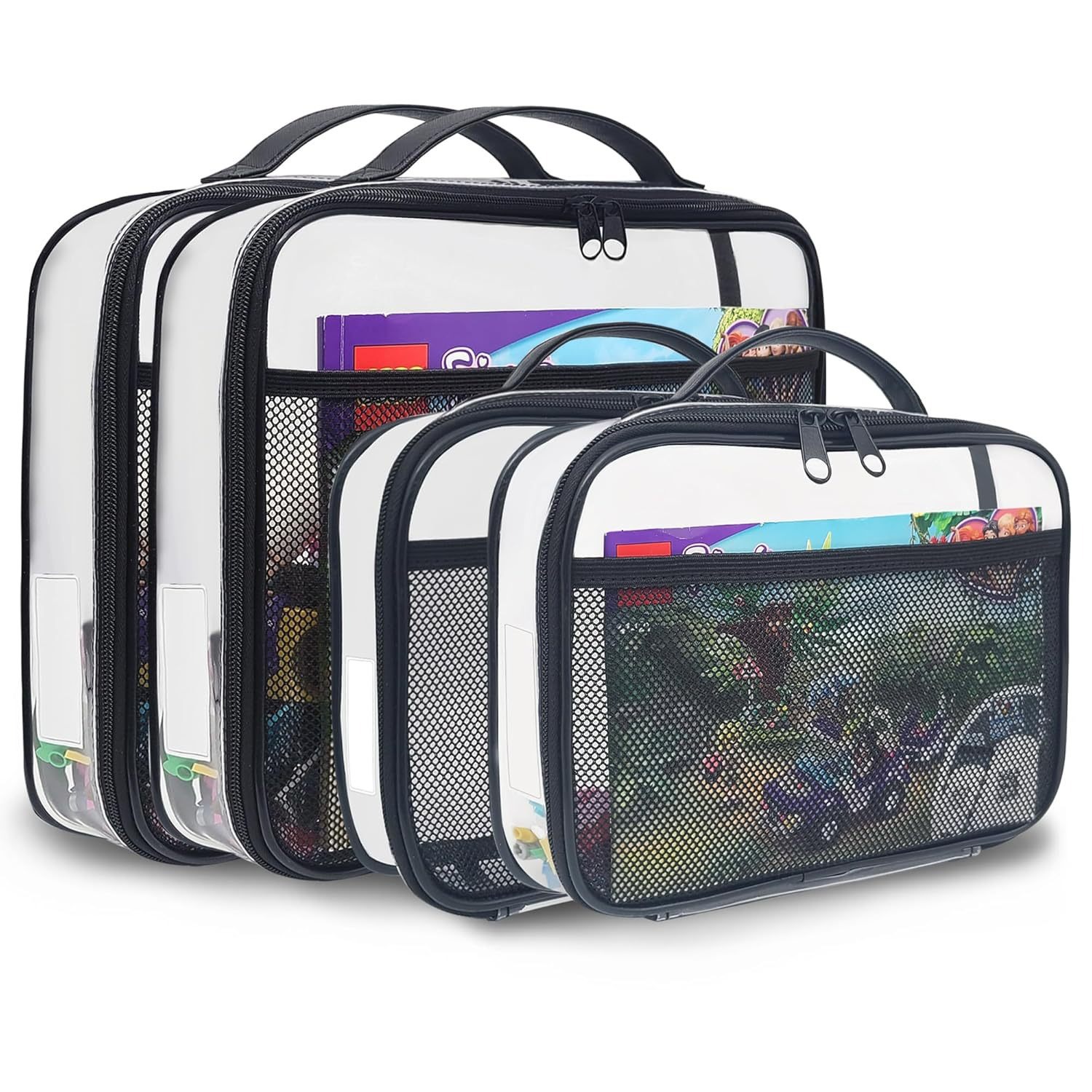 Cross-border in-stock new product, Amazon factory direct sales, PVC zipper mesh storage bag set, portioned bag, portable by hand Item Picture