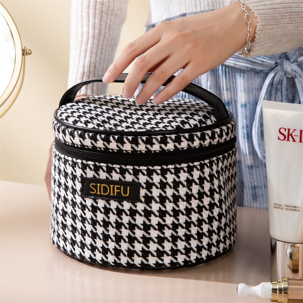 Thousand Bird Grid Makeup and toiletry Bag, Travel Hook Toiletry Bag, Underwear Storage Bag, hand-held Super large capacity Three-piece set details Picture