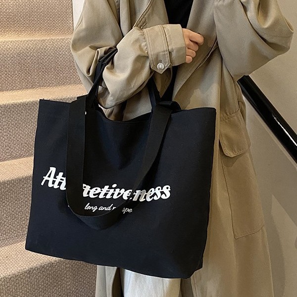 Single-shoulder bag, letter, durable, foldable tote bag, large bag, versatile, fashionable, commuting, simple, single-shoulder, casual underarm bag Specification drawing