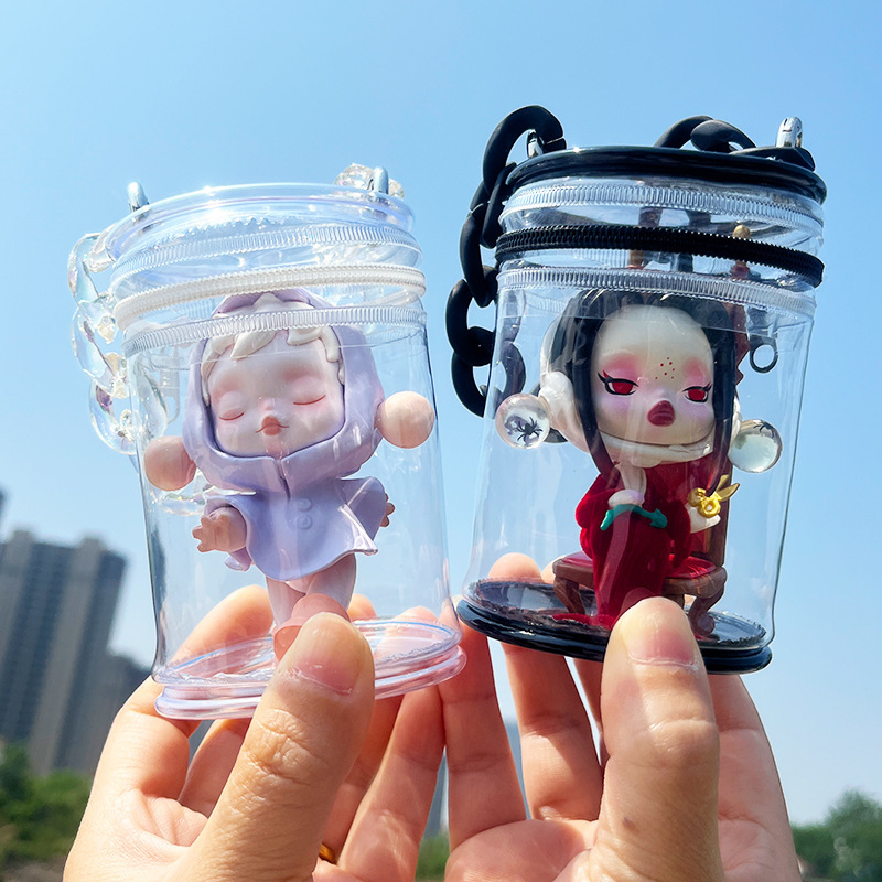 pvc transparent baby walking bag blind box storage display hanging piece dust-proof cylinder bag bubble Mart cola can sun-drying baby bag Application Scenario