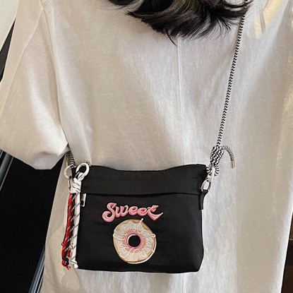 ins Nylon embroidered waterproof makeup Bag for Women 2025 New style Portable multi-functional sweet storage bag casual single-shoulder details Picture