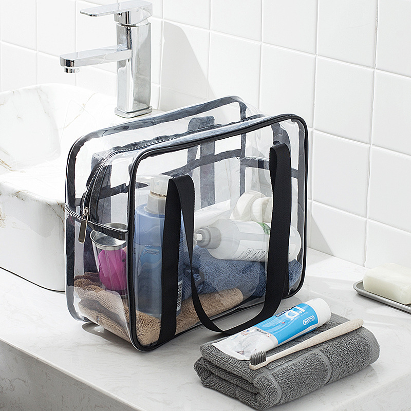 Cross-border PVC large-capacity transparent toiletry bag, handbag storage, makeup bag, bath bag, waterproof travel storage bag Specification drawing