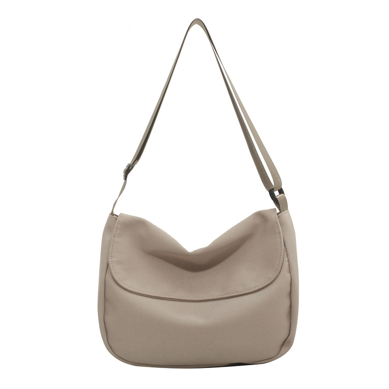 Crossbody bag, large-capacity canvas bag, women's 2022 new artistic style messenger bag, Japanese simple solid color single-shoulder bag Item Picture