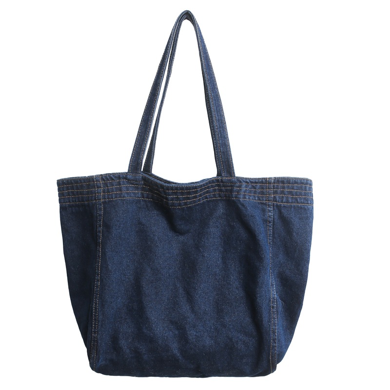 New autumn and winter fashion single-shoulder bags, large-capacity denim bags, student class bags, casual commuting trendy single-shoulder bags Item Picture