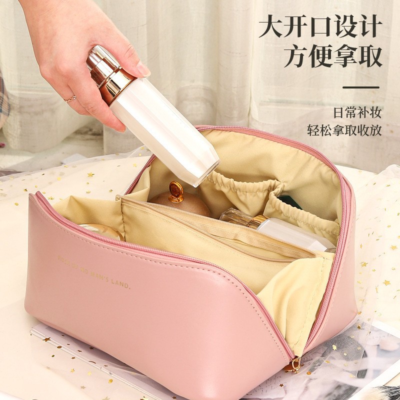 New organ pillow makeup bag, high-end pu leather large-capacity storage bag, travel portable hand-held storage bag in stock Application Scenario