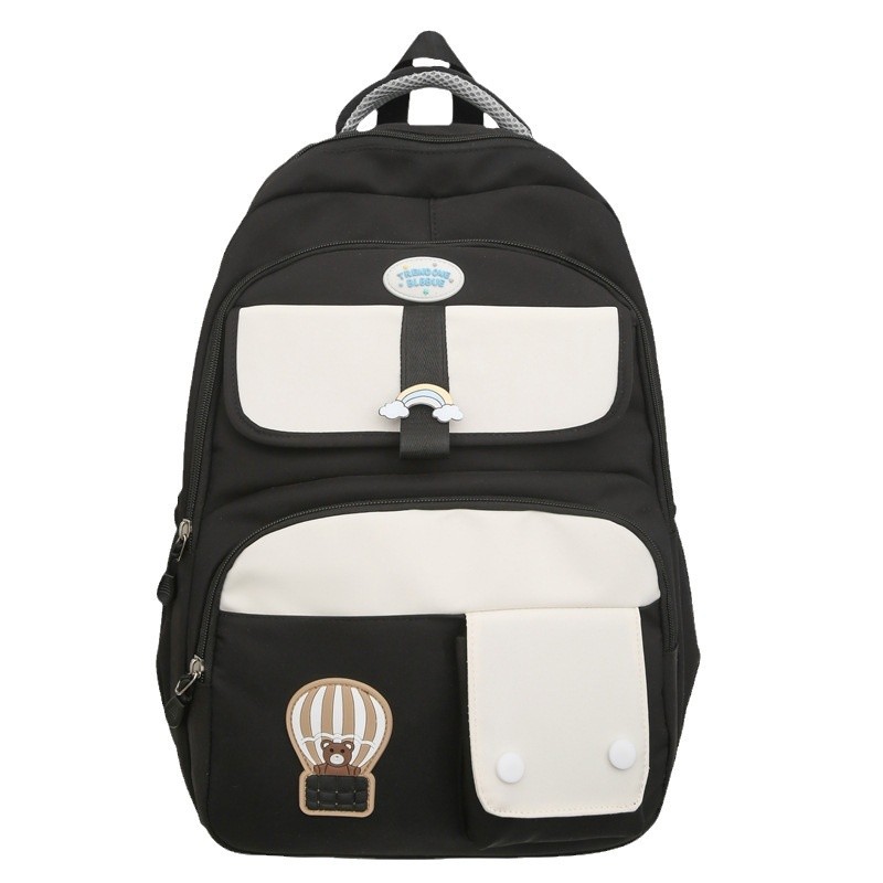 A large-capacity, cute backpack with a contrasting color design for students, a casual and fashionable backpack for junior and senior high school students Item Picture