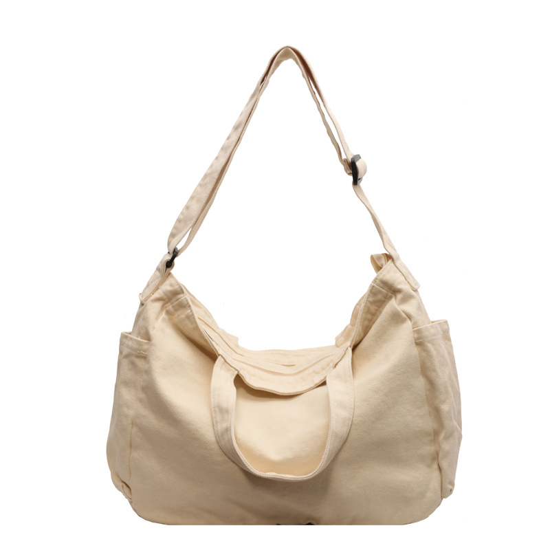 Washed canvas crossbody bag for men, Japanese streetwear brand, large-capacity single-shoulder bag, casual solid color, student fashion, postman bag for women Item Picture