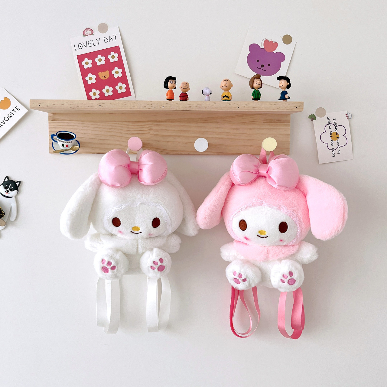 New pink Melody plush toy backpack, children's backpack, gift, claw machine doll full figure