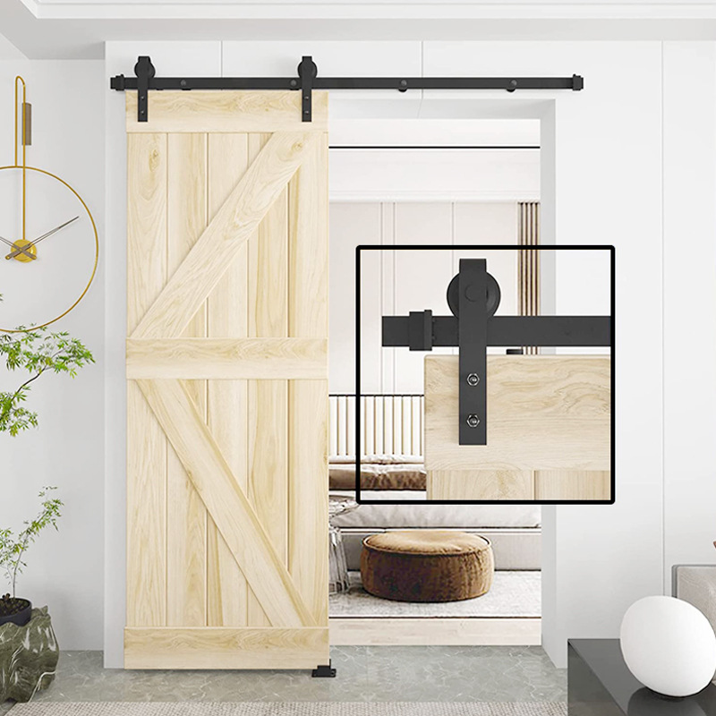 Cross-border Nordic-style barn door track, wooden sliding door, hanging rail, bathroom, toilet, kitchen, sliding interior door, sliding rail full figure