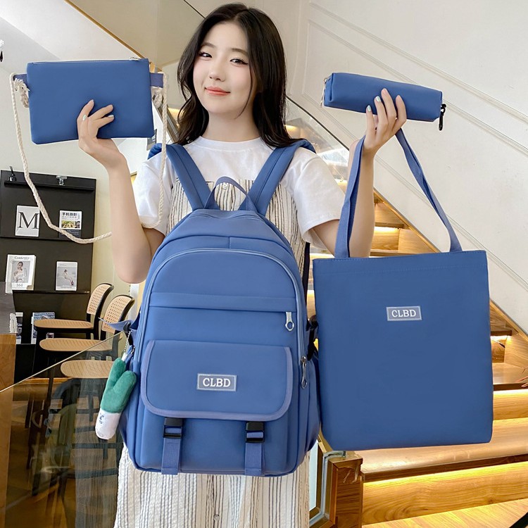 New nylon fashionable and simple backpack, lightweight hand-held women's bag, small square bag, four-piece set, multi-functional tutorial bag Application Scenario