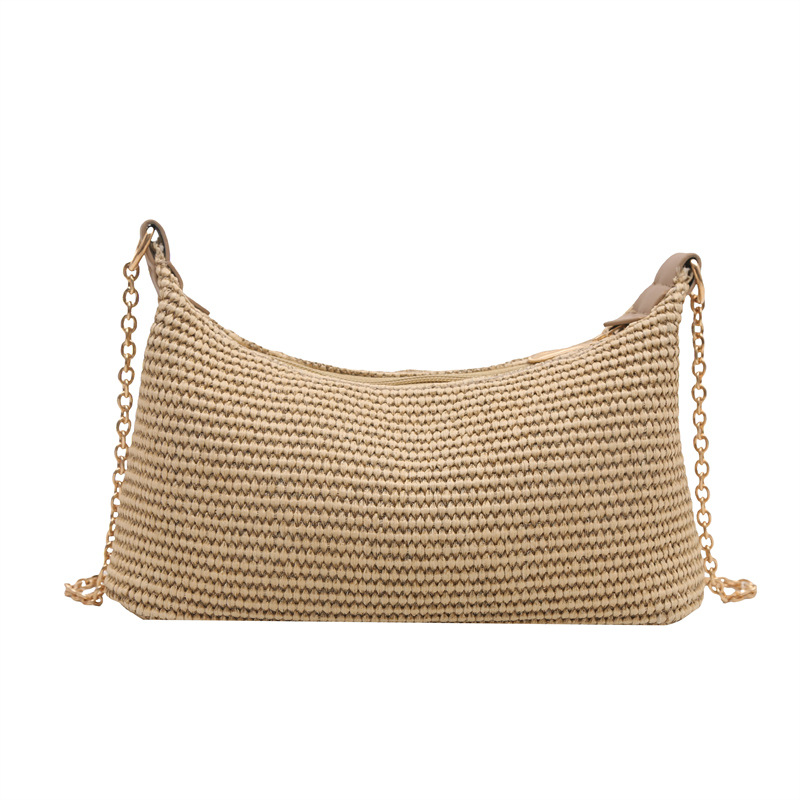 Vacation style straw woven bag for women 2025 New summer fashion woven bag for seaside and beach, large capacity single-shoulder crossbody bag Item Picture