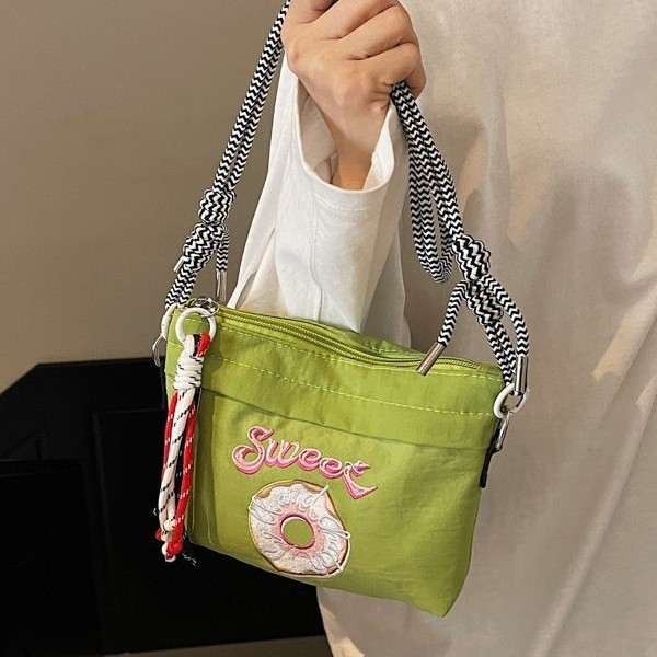 ins Nylon embroidered waterproof makeup Bag for Women 2025 New style Portable multi-functional sweet storage bag casual single-shoulder full figure