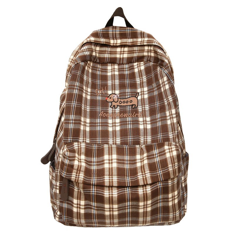 Korean-style checkered backpack for female college students, a niche design backpack with high appearance standards, cute and versatile, fashionable girls' backpacks Item Picture
