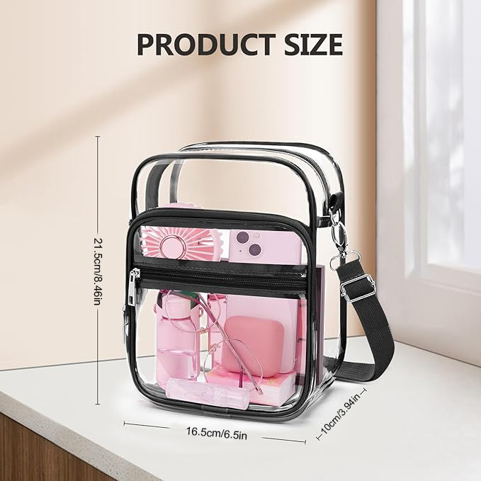 In-stock Amazon portable waterproof and wear-resistant handbag, adjustable PVC single-shoulder crossbody bag for casual daily use details Picture