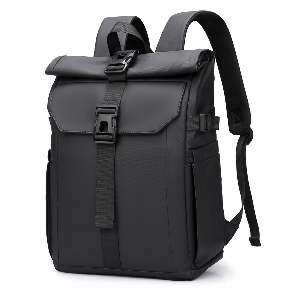 Cross-border rolled-up casual backpack for men, large-capacity outdoor travel backpack with rolled-up top and cover, commuting to work computer bag Item Picture