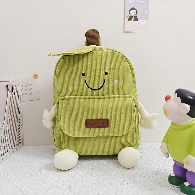 A niche cartoon corduroy backpack, a small schoolbag for female college students, a new Korean version of the ins large-capacity backpack for high school students full figure