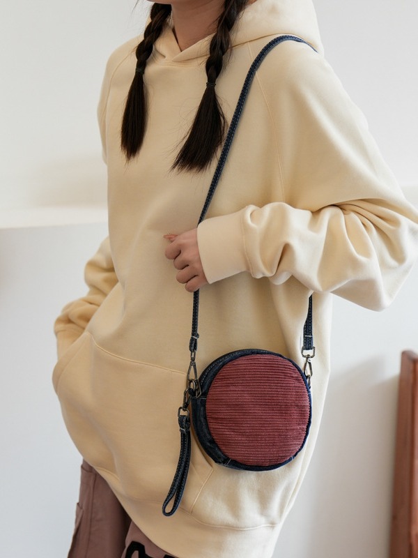 Crossbody bag for women, 2024 new style small round bag, stylish color-blocking single-shoulder bag, spring and summer Korean-style casual coin purse for women Specification drawing