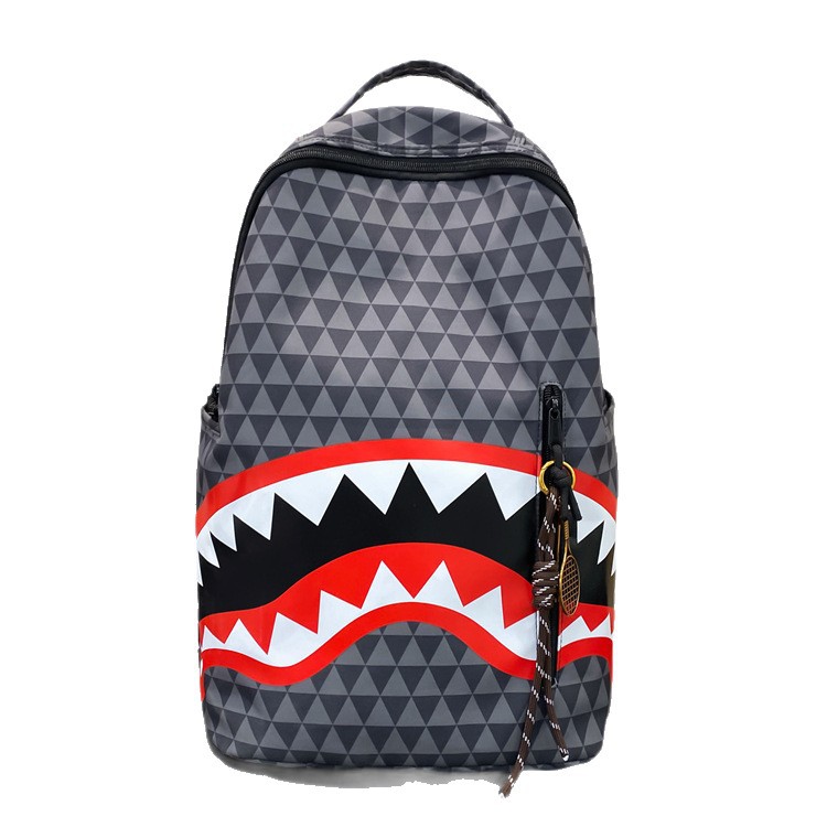Men's niche fashion checkered shark bags, backpacks, student schoolbags, large-capacity street backpacks, travel bags wholesale Item Picture