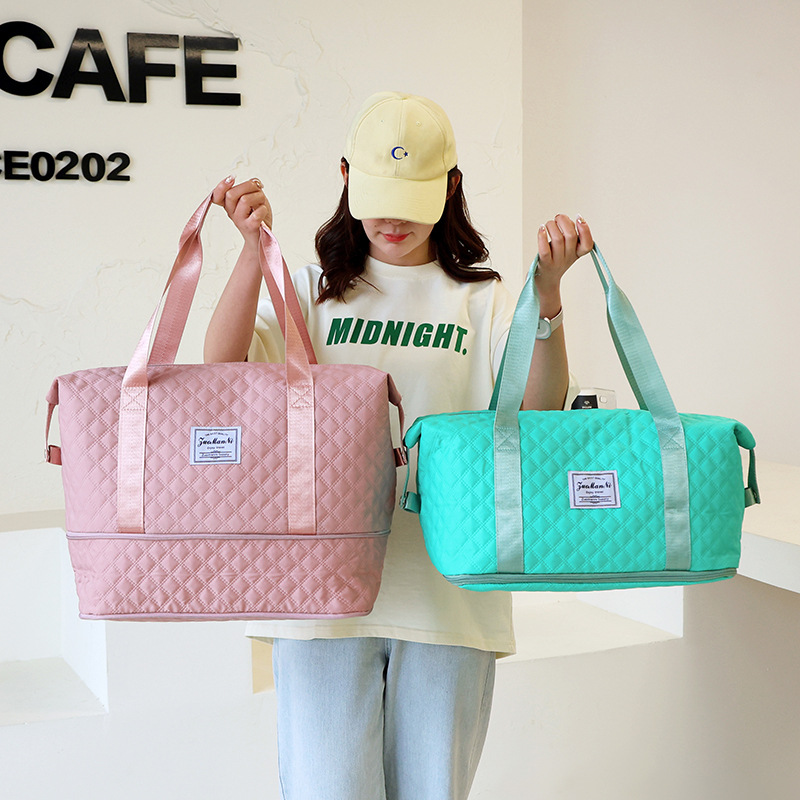 Fashion Travel Bag 2025 New style: Simple dry and wet separation, telescopic handle fitness bag, large-capacity expandable storage bag details Picture