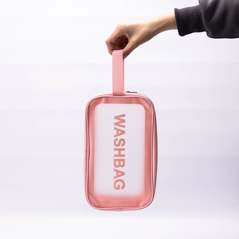 PU transparent matte toiletry bag, simple travel portable cosmetics, beach storage bag, waterproof pvc makeup bag Application Scenario