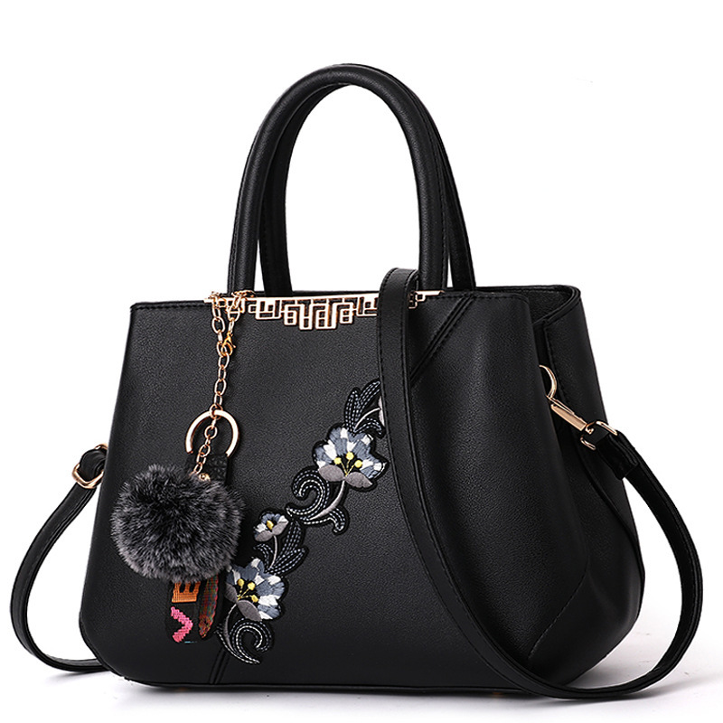 Embroidery foreign trade large Bag 2022 New crossbody middle-aged Mom bag, large capacity inlaid single-shoulder cross-border handbag details Picture